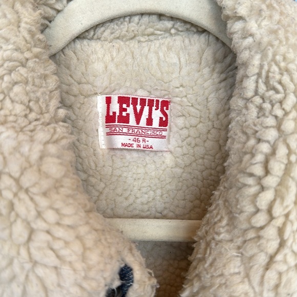 Vintage Levi’s 1980’s Sherpa Lined Blue Denim Jacket Made in USA Size 46R - Picture 2 of 7